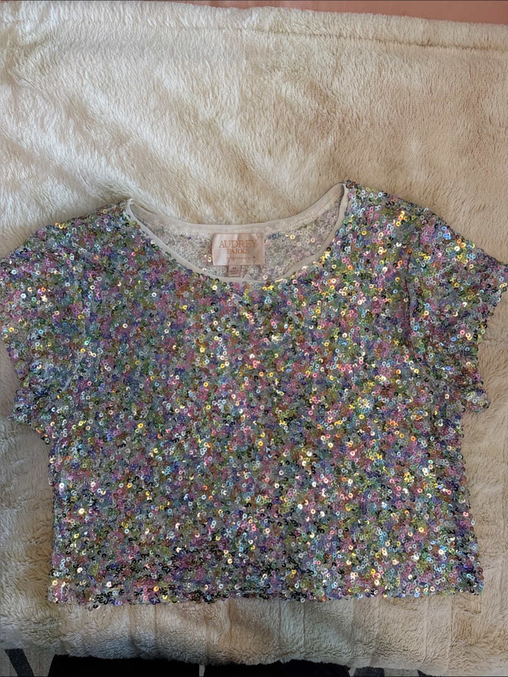 ' Multicolor Sequin Short Sleeve Top